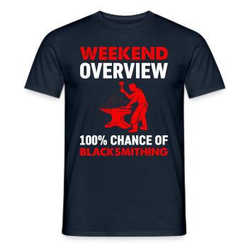 Weekend Overview 100% Chance Of Blacksmithing - Men's T-Shirt - navy - Front - AI Model Male 178 light (178cm)