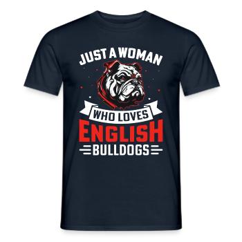 Just a woman who loves english bulldogs - Men's T-Shirt - navy - Front - AI Model Male 178 light (178cm)