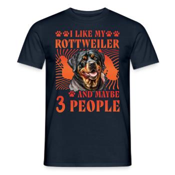I like my Rottweiler and maybe 3 People - Men's T-Shirt - navy - Front - AI Model Male 178 light (178cm)