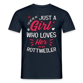 Just a girl who loves her Rottweiler - Men's T-Shirt - navy - Front - AI Model Male 178 light (178cm)