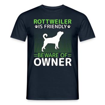 Rottweiler is friendly beware of owner - Men's T-Shirt - navy - Front - AI Model Male 178 light (178cm)