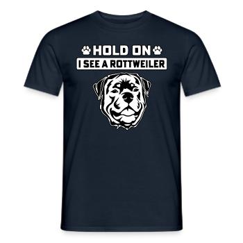 Hold on I see a Rottweiler - Men's T-Shirt - navy - Front - AI Model Male 178 light (178cm)
