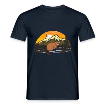 People Loves Beavers Nagetiere Berge Wald - Männer T-Shirt - Navy - Vorne - AI Model Male 178 light (178cm)