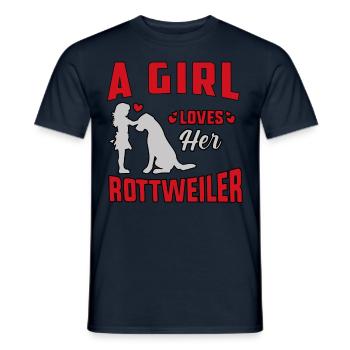 A Girl loves her Rottweiler - Men's T-Shirt - navy - Front - AI Model Male 178 light (178cm)