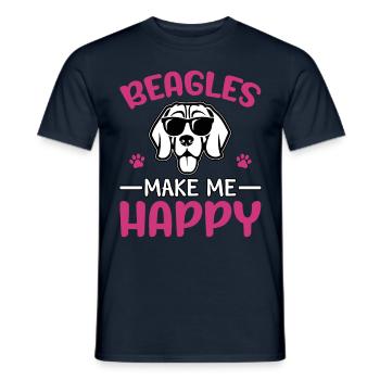 Les beagles me rendent heureux - T-shirt homme - marine - Devant - AI Model Male 178 light (178cm)