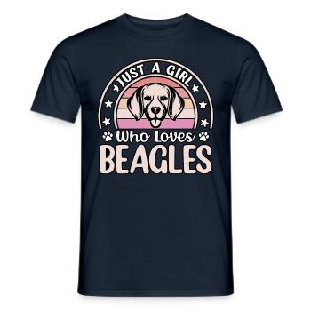 Just a girl who loves Beagles - Männer T-Shirt - Navy - Vorne - AI Model Male 178 light (178cm)