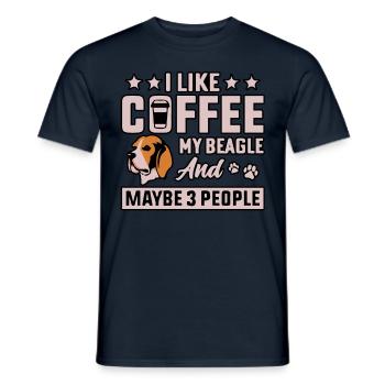 J’aime le café mon beagle et peut-être 3 personnes - T-shirt homme - marine - Devant - AI Model Male 178 light (178cm)