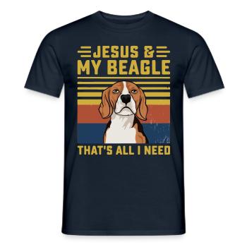 Jesus my Beagle that's all I need - Männer T-Shirt - Navy - Vorne - AI Model Male 178 light (178cm)
