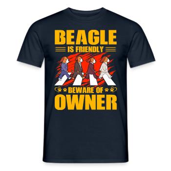 Beagle is friendly beware of owner - Men's T-Shirt - navy - Front - AI Model Male 178 light (178cm)