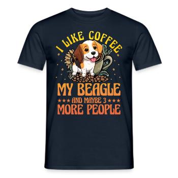 J’aime le café mon beagle et peut-être 3 personnes - T-shirt homme - marine - Devant - AI Model Male 178 light (178cm)