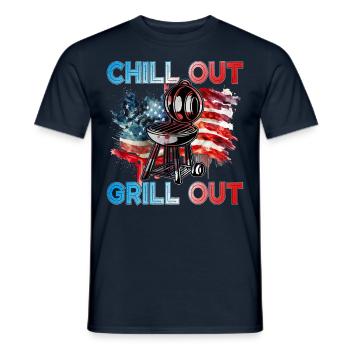 Chill out Grill out - T-shirt homme - marine - Devant - AI Model Male 178 light (178cm)