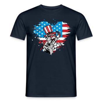 4. Juli Katze - Männer T-Shirt - Navy - Vorne - AI Model Male 178 light (178cm)