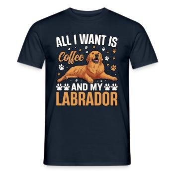 TOUT CE QUE JE VEUX, C’EST DU CAFÉ ET MON LABRADOR - T-shirt homme - marine - Devant - AI Model Male 178 light (178cm)
