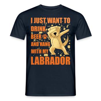 Je veux juste boire de la bière avec mon Labrador - T-shirt homme - marine - Devant - AI Model Male 178 light (178cm)
