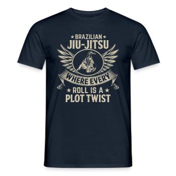 Jiu-Jitsu brésilien où chaque jet est une intrigue - T-shirt homme - marine - Devant - AI Model Male 178 light (178cm)