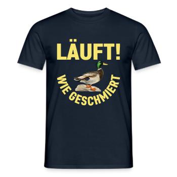 Läuft Wie Geschmiert Entenlauf Quack Spruch Ente - Männer T-Shirt - Navy - Vorne - AI Model Male 178 light (178cm)