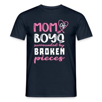 Mother of boys surrounded by broken glass mothers - Men's T-Shirt - navy - Front - AI Model Male 178 light (178cm)