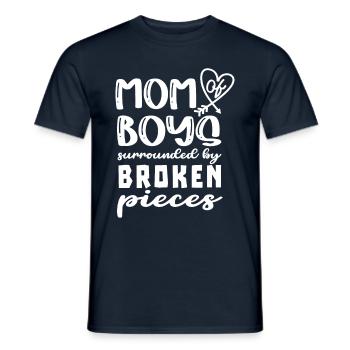 Mother of boys surrounded by broken glass mothers - Men's T-Shirt - navy - Front - AI Model Male 178 light (178cm)