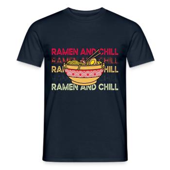 Ramen and Chill - Männer T-Shirt - Navy - Vorne - AI Model Male 178 light (178cm)