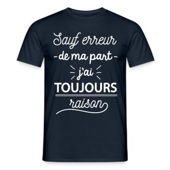 Sauf erreur de ma part j'ai toujours raison - T-shirt homme - marine - Devant - AI Model Male 178 light (178cm)