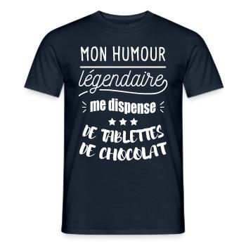 pas besoin d abdos avec un humour pareil - T-shirt homme - marine - Devant - AI Model Male 178 light (178cm)