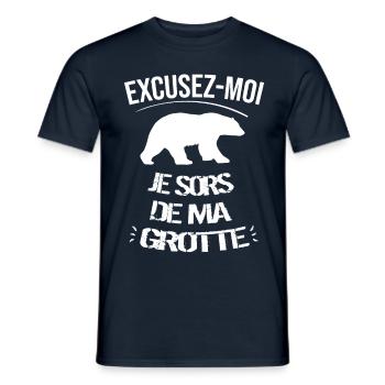 Excusez moi je sors de ma grotte - T-shirt homme - marine - Devant - AI Model Male 178 light (178cm)
