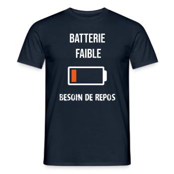 Batterie faible - T-shirt homme - marine - Devant - AI Model Male 178 light (178cm)