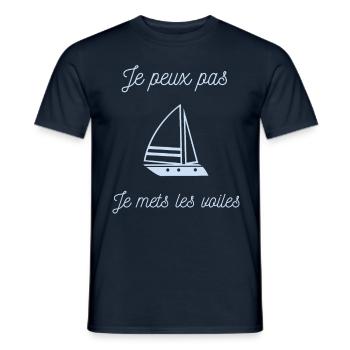 tee shirt bateau voilier - T-shirt homme - marine - Devant - AI Model Male 178 light (178cm)