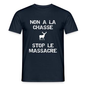 Anti-Chasse Stop le massacre - T-shirt homme - marine - Devant - AI Model Male 178 light (178cm)