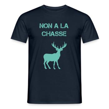 Non à la chasse oui à la nature - T-shirt homme - marine - Devant - AI Model Male 178 light (178cm)