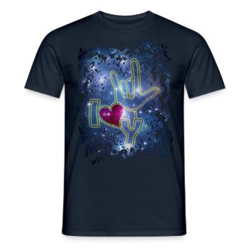 JE T'AIME - langue des signes / langue des signes - T-shirt homme - marine - Devant - AI Model Male 178 light (178cm)