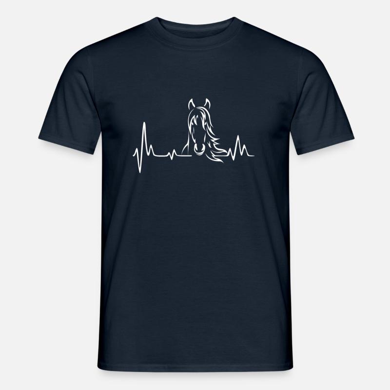 Herzschlag Herzfrequenz Pferde - Männer T-Shirt - Navy