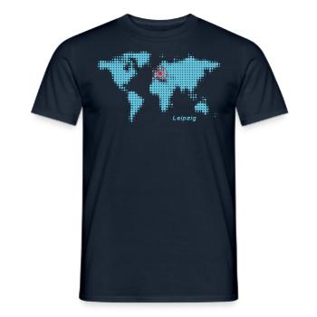 leipzig carte du monde - T-shirt homme - marine - Devant - AI Model Male 178 light (178cm)