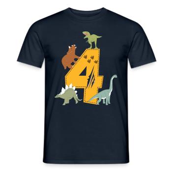 Birthday 4 years dinosaur Dino 4th birthday - Men's T-Shirt - navy - Front - AI Model Male 178 light (178cm)