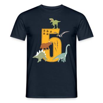 Birthday 5 years dinosaur Dino 5th birthday - Men's T-Shirt - navy - Front - AI Model Male 178 light (178cm)
