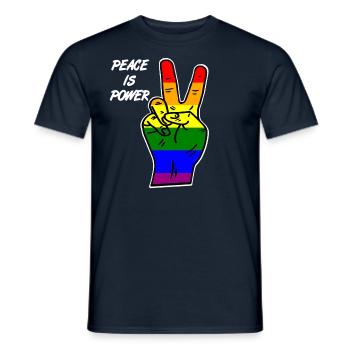 peace is , LGBT power, gay Pride Rainbow Hand LOVE - Männer T-Shirt - Navy - Vorne - AI Model Male 178 light (178cm)