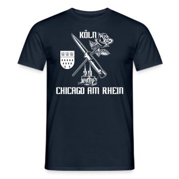 Köln Chicago am Rhein, Kölner Milieu 70er Jahre - Männer T-Shirt - Navy - Vorne - AI Model Male 178 light (178cm)