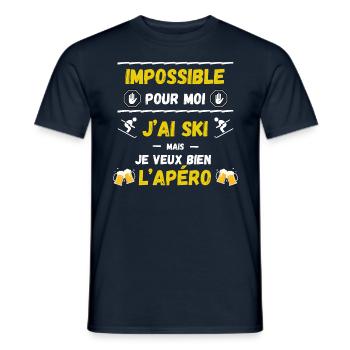 Impossible pour moi, j'ai ski mais apéro - T-shirt homme - marine - Devant - AI Model Male 178 light (178cm)