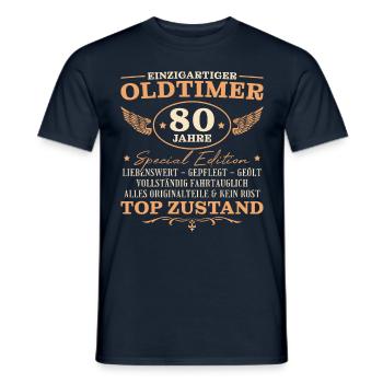 80 Jahre Oldtimer 80. Geburtstag Geschenk - Männer T-Shirt - Navy - Vorne - AI Model Male 178 light (178cm)