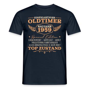 Jahrgang 1959 Oldtimer Vintage 65. Geburtstag - Männer T-Shirt - Navy - Vorne - AI Model Male 178 light (178cm)
