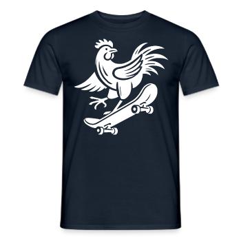 Huhn Hahn Henne Skater Silhouette minimalistisch - Männer T-Shirt - Navy - Vorne - AI Model Male 178 light (178cm)