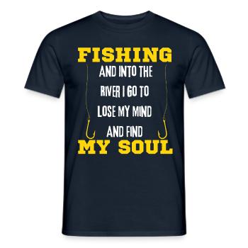 Fishing And Into The River I Go To Lose My Mind - T-shirt homme - marine - Devant - AI Model Male 178 light (178cm)