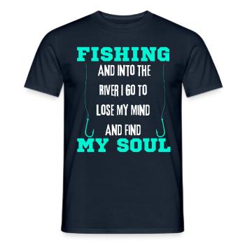 Fishing And Into The River I Go To Lose My Mind - T-shirt homme - marine - Devant - AI Model Male 178 light (178cm)