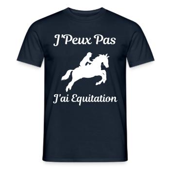 J peux pas j ai Equitation - T-shirt homme - marine - Devant - AI Model Male 178 light (178cm)