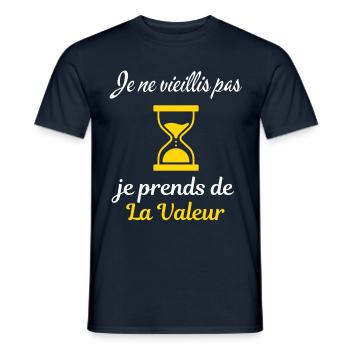 Je ne vieillis pas je prends de la valeur - T-shirt homme - marine - Devant - AI Model Male 178 light (178cm)