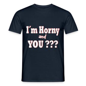 At Horny and You ? - Men's T-Shirt - navy - Front - AI Model Male 178 light (178cm)