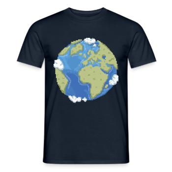 Retro Pixel Earth - Men's T-Shirt - navy - Front - AI Model Male 178 light (178cm)