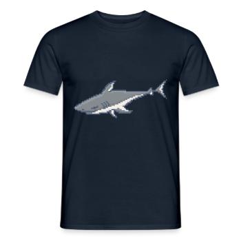 Retro Pixel Great White Shark - Men's T-Shirt - navy - Front - AI Model Male 178 light (178cm)
