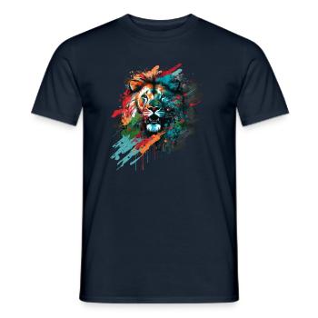 Beautiful colorful lion head with splash - Men's T-Shirt - navy - Front - AI Model Male 178 light (178cm)