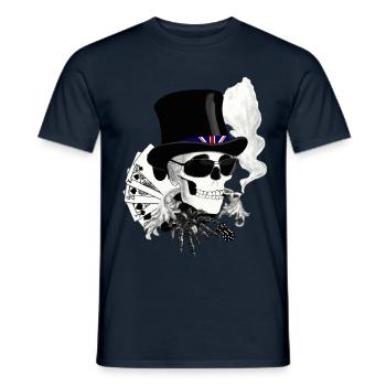 Skull mit Sonnenbrille und Zylinder - Männer T-Shirt - Navy - Vorne - AI Model Male 178 light (178cm)